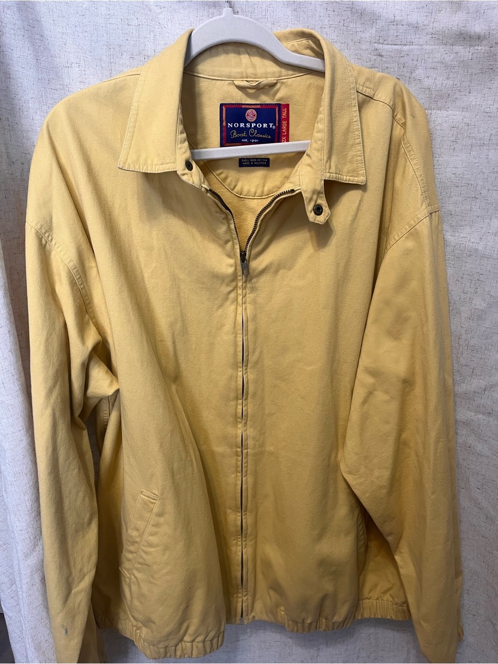 Vintage Harrington Norsport boat Men's Light Yellow Zip-Up Shirt Jacket